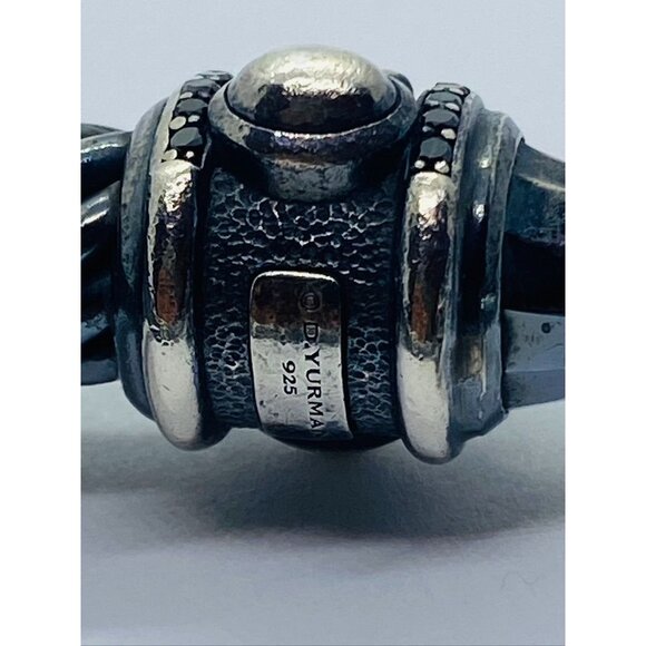 DAVID YURMAN DARKENED BLACKENED STERLING SILVER RENAISSANCE 10MM CUFF DIAMONDS - Picture 3 of 12